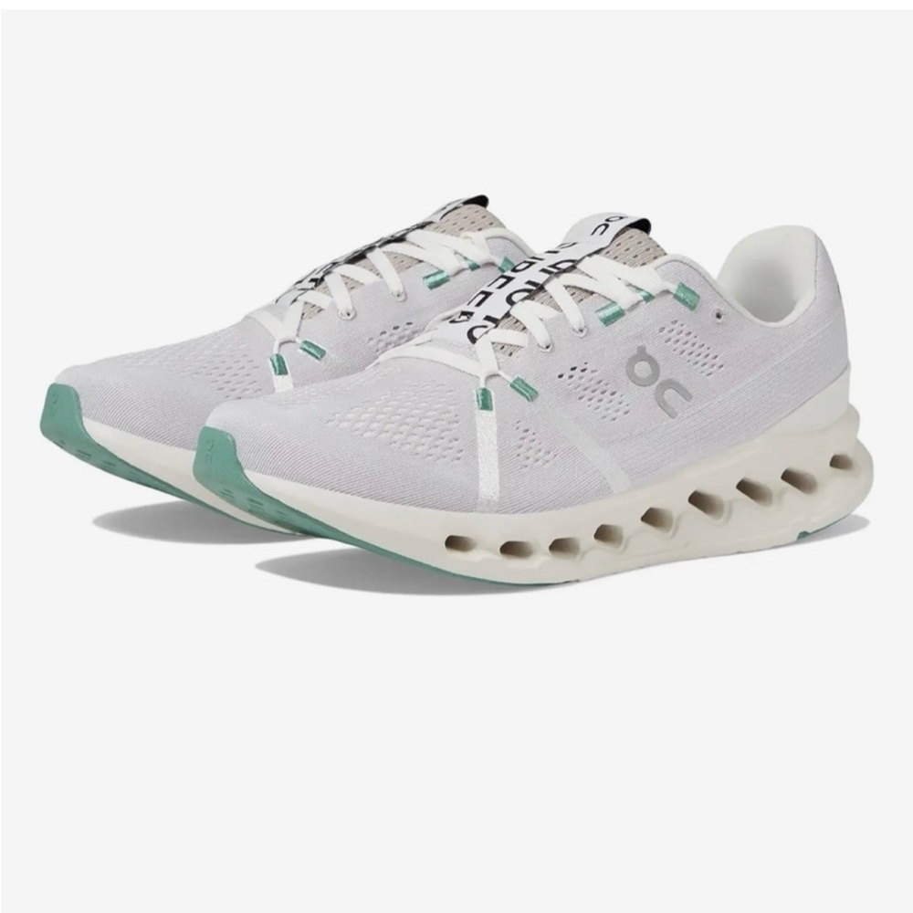 On Running mens White and Green Running Shoes